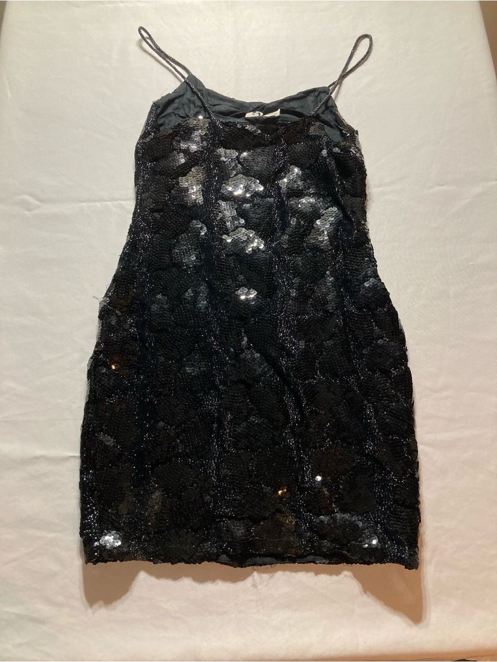 Black Sequin Spaghetti-Strap Mini Dress - Picture 5 of 9